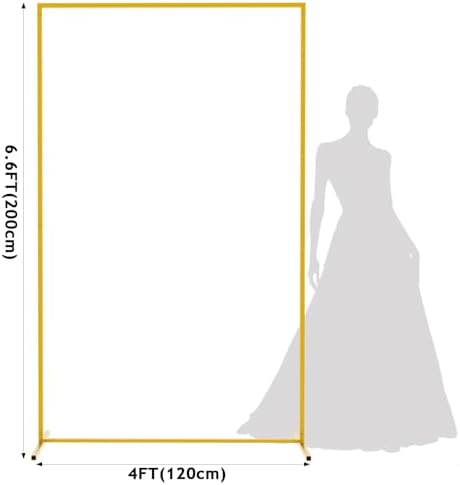 6.6FTx4FT Gold Wedding Arch Backdrop Stand Square Metal, alternate view 3