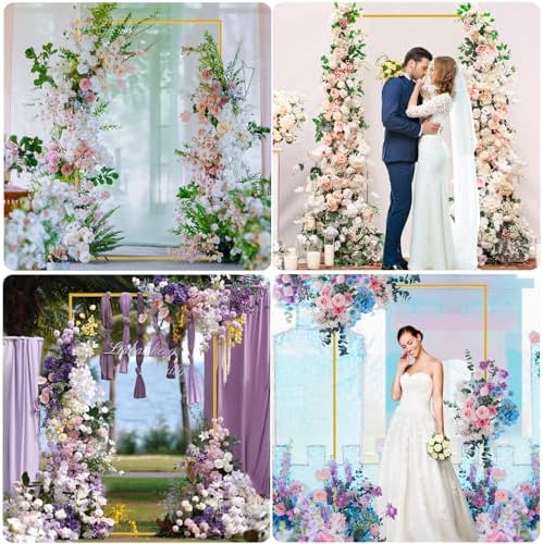 6.6FTx4FT Gold Wedding Arch Backdrop Stand Square Metal, alternate view 6