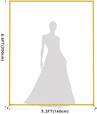 6.6FTx5.2FT Gold Wedding Arch Backdrop Stand Square Metal, alternate view 3
