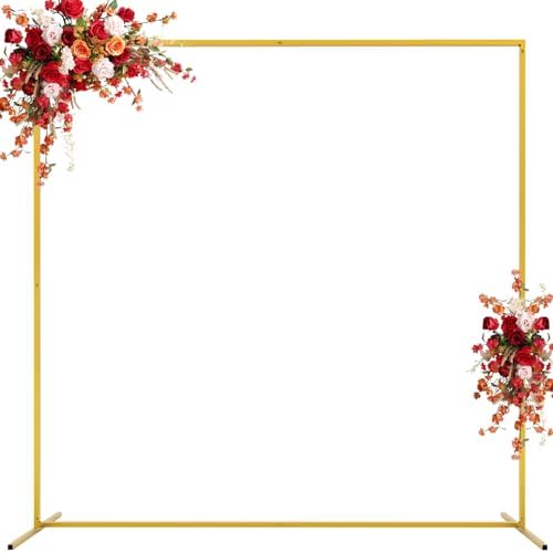 6.6FTx6.6FT Gold Wedding Arch Backdrop Stand Square Metal