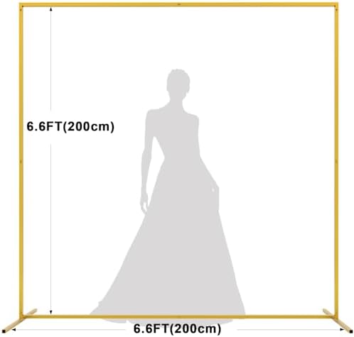 6.6FTx6.6FT Gold Wedding Arch Backdrop Stand Square Metal, alternate view 3