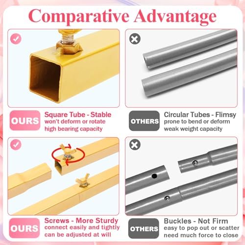 6.6FTx6.6FT Gold Wedding Arch Backdrop Stand Square Metal, alternate view 4