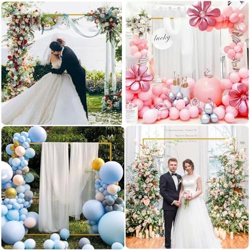 6.6FTx6.6FT Gold Wedding Arch Backdrop Stand Square Metal, alternate view 6