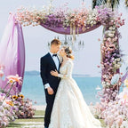 6.6FTx6.6FT White Wedding Arch Backdrop Stand Square Metal, alternate view 5