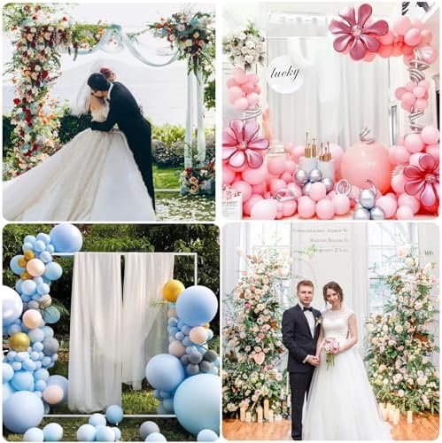 6.6FTx6.6FT White Wedding Arch Backdrop Stand Square Metal, alternate view 6