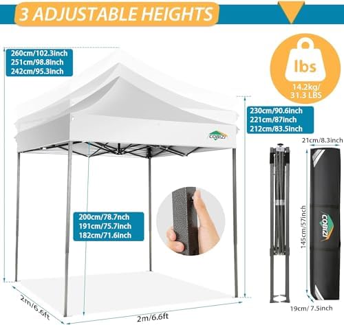 6.6x6.6 Pop Up Canopy Tent, Heavy Duty Canopy(White No Sidewalls), alternate view 2
