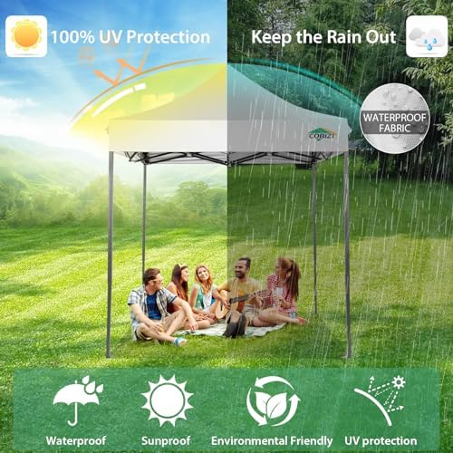 6.6x6.6 Pop Up Canopy Tent No Sidewalls, Heavy Duty Canopy, White in White, alternate view 5
