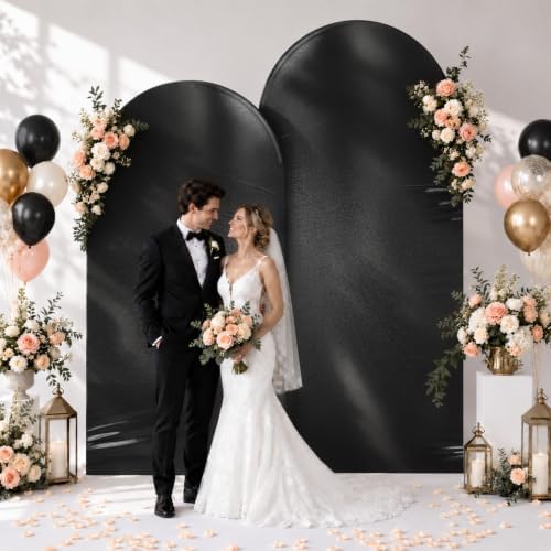 6 & 7.2 Black Shimmer Arch Backdrop Cover Shiny Birthday Party Arch Covers, alternate view 2