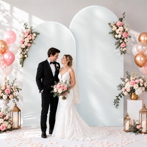 6 & 7.2 Silver Shimmer Arch Backdrop Cover Shiny Birthday Party Arch Covers, alternate view 2