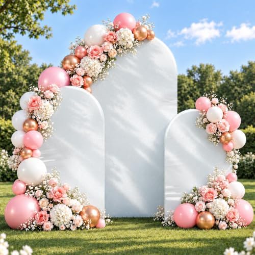 6 & 7.2 Silver Shimmer Arch Backdrop Cover Shiny Birthday Party Arch Covers, alternate view 3