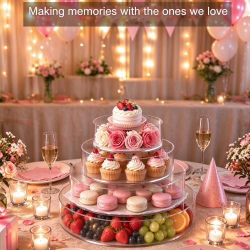 6 8 10 12 Inch Acrylic Cake Stand 4-Pack Clear Low-Profile Display Case in Clear, alternate view 4