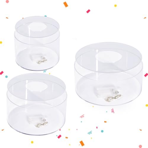 6 8 10 Inch 3-Pack Clear Round Acrylic Cake Stand for Party in Clear