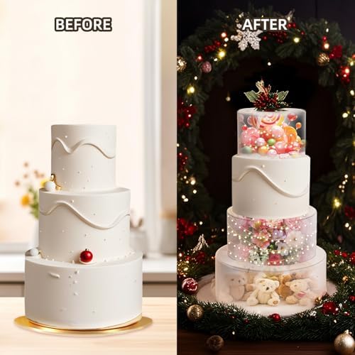 6 8 10 Inch 3-Pack Clear Round Acrylic Cake Stand for Party in Clear, alternate view 5