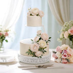 6''+8'' White Floating Cake Stand 2 Tier Metal Wedding Cake Stand in 6''+8'' in White, alternate view 2