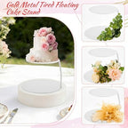 6''+8'' White Floating Cake Stand 2 Tier Metal Wedding Cake Stand in 6''+8'' in White, alternate view 4
