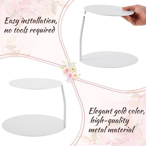 6''+8'' White Floating Cake Stand 2 Tier Metal Wedding Cake Stand in 6''+8'' in White, alternate view 5