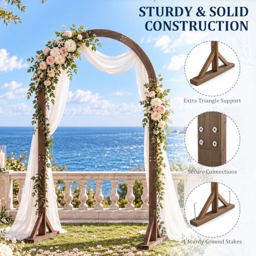 6.8FT Wooden Wedding Arch, Oval-Shaped Wooden Arch Backdrop Stand, for Ceremony, Wedding, Party, Garden Beach, alternate view