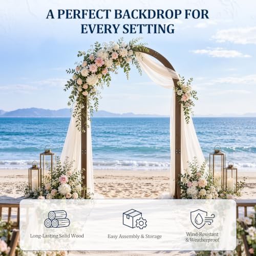 6.8FT Wooden Wedding Arch, Oval-Shaped Wooden Arch Backdrop Stand, for Ceremony, Wedding, Party, Garden Beach, alternate view