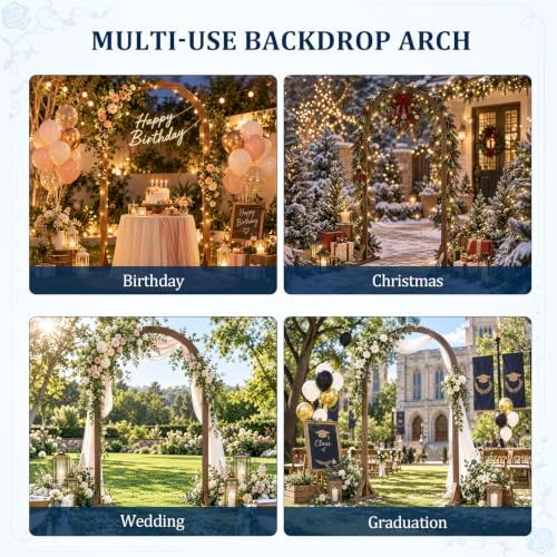 6.8FT Wooden Wedding Arch, Oval-Shaped Wooden Arch Backdrop Stand, for Ceremony, Wedding, Party, Garden Beach, alternate view