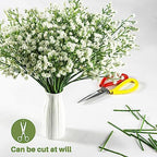 6 Babys Breath Artificial Flowers - White Faux Gypsophila Bouquet in White, alternate view 3