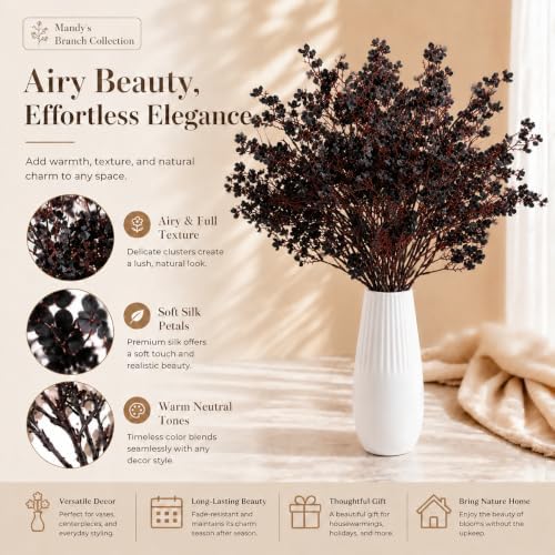 6 Bundles Artificial Black Baby’s Breath Flowers in Black, alternate view 2