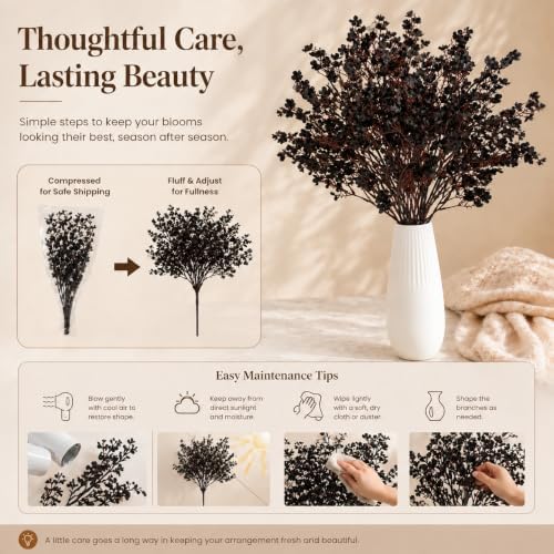 6 Bundles Artificial Black Baby’s Breath Flowers in Black, alternate view 6