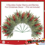 6 Bundles Artificial Christmas Flowers, Norfolk Pine & Red Berry Stems in Green, alternate view 5