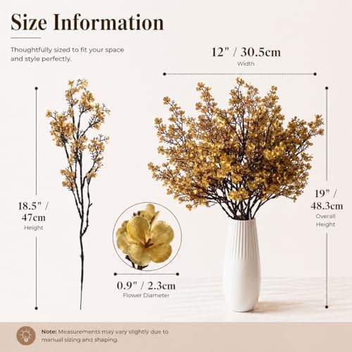 6 Bundles Artificial Gold Baby’s Breath Flowers in Gold, alternate view 3