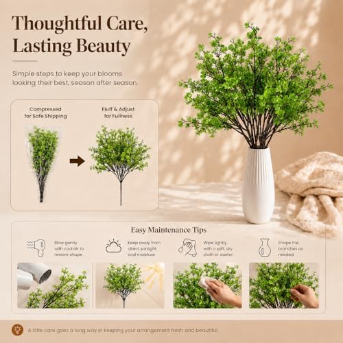 6 Bundles Artificial Green Baby’s Breath Flowers in Green, alternate view 6