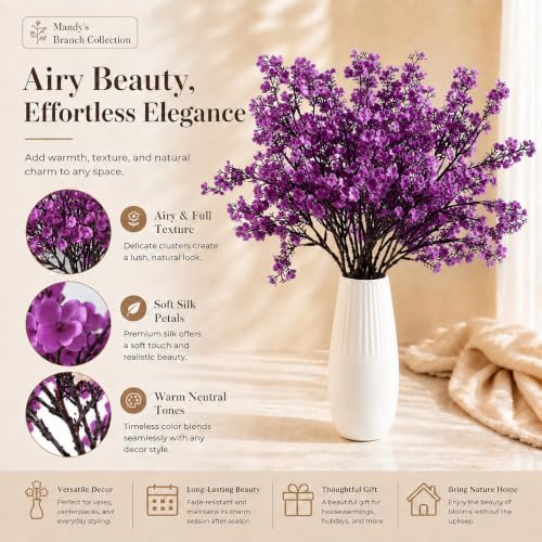 6 Bundles Artificial Lavender Baby’s Breath Flowers in Lavender, alternate view 2