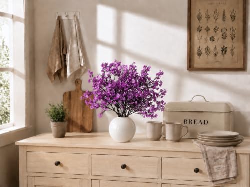 6 Bundles Artificial Lavender Baby’s Breath Flowers in Lavender, alternate view 5