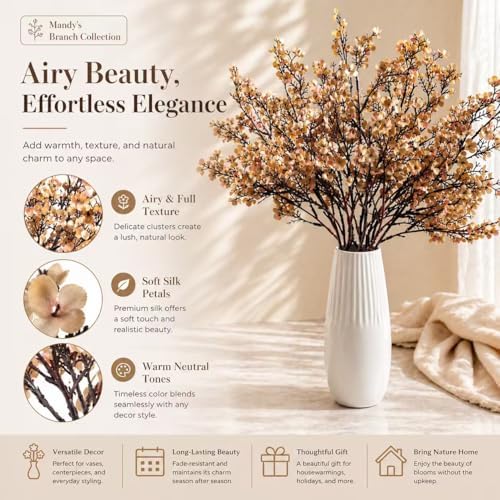 6 Bundles Artificial Light Brown Baby’s Breath Flowers in Light Brown, alternate view 2