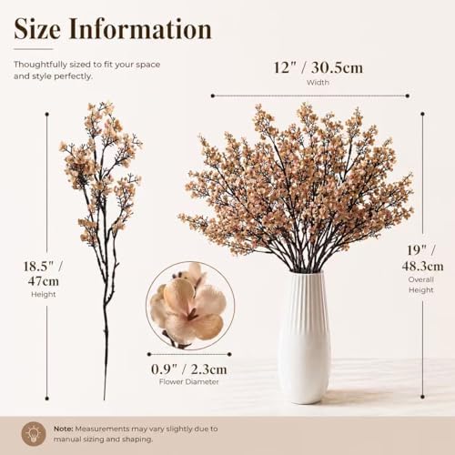 6 Bundles Artificial Light Brown Baby’s Breath Flowers in Light Brown, alternate view 3