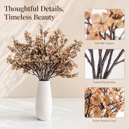 6 Bundles Artificial Light Brown Baby’s Breath Flowers in Light Brown, alternate view 4