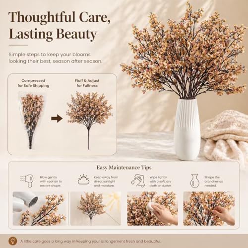 6 Bundles Artificial Light Brown Baby’s Breath Flowers in Light Brown, alternate view 6