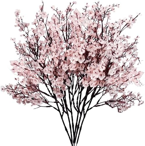6 Bundles Artificial Light Pink Baby’s Breath Flowers in Light Pink