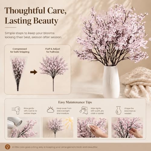 6 Bundles Artificial Light Pink Baby’s Breath Flowers in Light Pink, alternate view 6