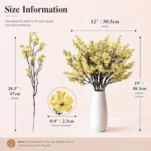 6 Bundles Artificial Light Yellow Baby’s Breath Flowers in Light Yellow, alternate view 3