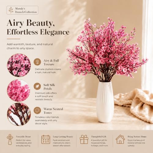 6 Bundles Artificial Pink Baby’s Breath Flowers in Pink, alternate view 2