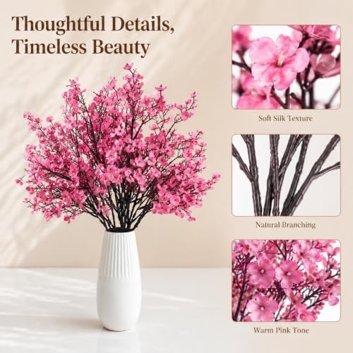 6 Bundles Artificial Pink Baby’s Breath Flowers in Pink, alternate view 4