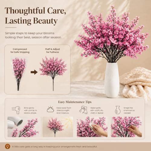 6 Bundles Artificial Pink Baby’s Breath Flowers in Pink, alternate view 6