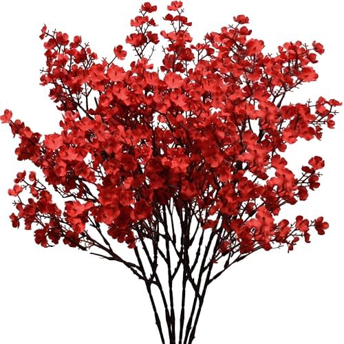 6 Bundles Artificial Red Baby’s Breath Flowers in Red