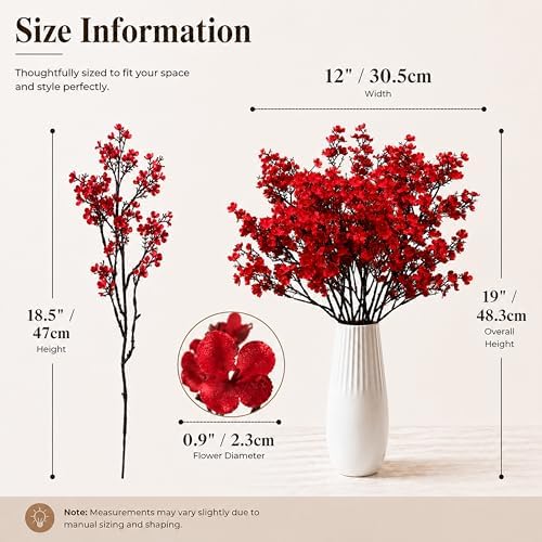 6 Bundles Artificial Red Baby’s Breath Flowers in Red, alternate view 3
