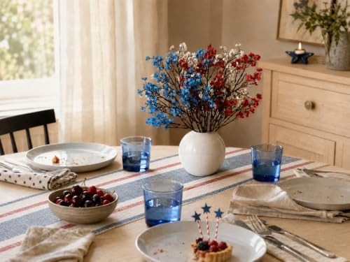 6 Bundles Artificial Red White Blue Baby’s Breath Flowers in Red White Blue, alternate view 7