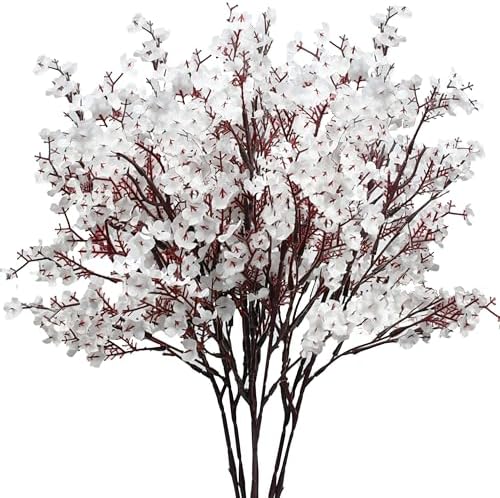 6 Bundles Artificial White Baby’s Breath Flowers in White