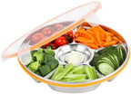 6-Compartment Stainless Steel Serving Tray with Lid - 10-inch Divided Snack/Vegetable/Fruit Tray for Christmas