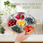 6-Compartment Stainless Steel Serving Tray with Lid - 10-inch Divided Snack/Vegetable/Fruit Tray for Christmas, alternate