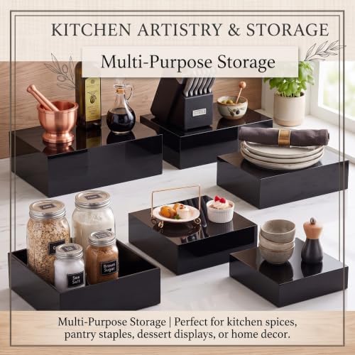 6 Extra Large Buffet Display Risers, Black in Black, alternate view 4