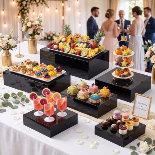 6 Extra Large Buffet Display Risers, Black in Black, alternate view 6