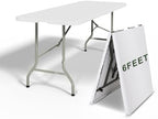 6 Feet Foldable Table with Built-in Handle and Steel Legs, Heavy Duty Folding Portable Table for Party Dining